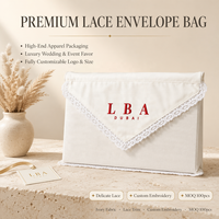 Sac à vêtements en coton et lin avec logo brodé rouge personnalisé, sac à main de luxe pour mariage avec dentelle, sac à poussière pour emballer des t-shirts