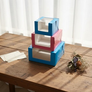 Sunshine Custom Logo Food Grade Art Paper Cupcake Gift Retail Box Personalized Cake Tarts <b>Boxes</b> With Insert PVC Window - Product Image 1