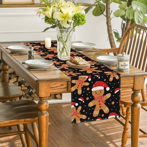 YUELIAN Linen Eco-Friendly Digital Printed Xmas <b>Gingerbread</b> Man Table Runner for Christmas Home Party Festive <b>Decor</b> - Product Image 4