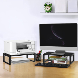 Soporte de exhibición de dos piezas Impresora de tubos Marco de elevación de computadora Soporte de elevación de computadora de madera Estante de almacenamiento de mesa de oficina - Product Image 5