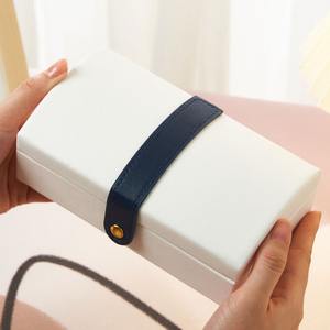 Custom Logo PU Leather Portable Travel Jewelry Storage <b>Box</b> Snap Closure for <b>Earrings</b> Necklace Ring Brooch-Perfect Arch <b>Gift</b> <b>Box</b> - Product Image 2