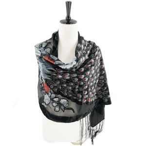 MIO <span class=keywords><strong>Elegante</strong></span> <span class=keywords><strong>Sciarpa</strong></span> Classica in Viscosa Setosa Pashmina con Nappe in Velluto di Seta Ricamato Stile Pavone per Donne a Yiwu - Product Image 2