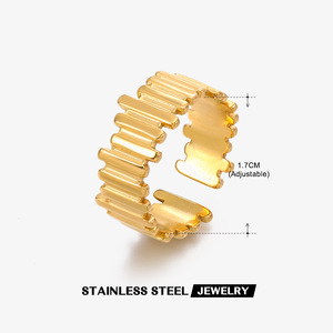 Anillo de Dedo Apilable de Acero Inoxidable con Baño de Oro de 18k, Diseño de Cruz y Corazón, Estilo Hip Hop, para Mujer, con Luna y Estrellas - Product Image 5