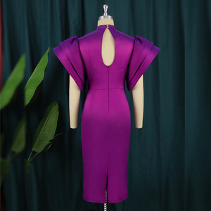 Robe de soirée populaire pour femme grande taille, style africain, à manches évasées, avec découpe au dos, couleur unie, tendance - Product Image 6