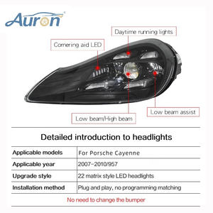 Phare avant AURON à LED CSP Quad-Beam 12V 6000K 36W 6000 Lumens Neuf pour Cayenne 2007-2010 957 Rétrofit - Product Image 3