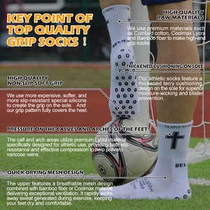 Kaos Kaki Grip Sepak Bola Bordir Anti-Selip Non-Slip Sport Grip Socks Football yang Dapat Disesuaikan - Product Image 2
