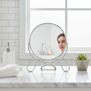 Specchio da Toeletta Rotondo da 8 Pollici con Bordo in Metallo per Arredamento Casa e Uso in Bagno - Product Image 3