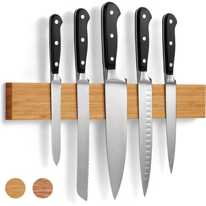Porte-couteaux magnétique en bambou à fixation murale, bande magnétique puissante, sûr et fiable, support à couteaux de cuisine, écologique, lavage à la main uniquement - Product Image 1