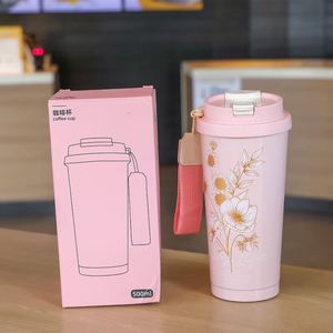 Gobelet isotherme de voyage en acier inoxydable à double paroi de 500 ml avec sangle en corde - Product Image 2