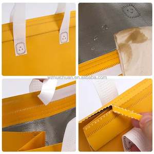 Bolsa Térmica Aislante Amarilla Personalizada con Logotipo para Restaurante, Bolsa de Almuerzo de Tela No Tejida para Compras - Product Image 3