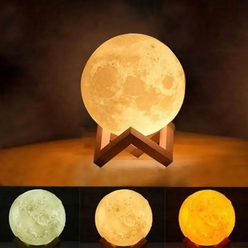 ของตกแต่งบ้านโคมไฟดวงจันทร์โคมไฟกลางคืนที่มีคุณภาพสูงโคมไฟ LED ดวงจันทร์สามารถใช้โคมไฟโดยสามสีของดวงจันทร์รักษา