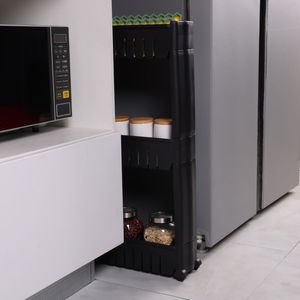 3 livelli Slide Out carrello portaoggetti <span class=keywords><strong>cucina</strong></span> risparmio di spazio esile PP Rack casa bianco nero stendino da bagno - Product Image 2