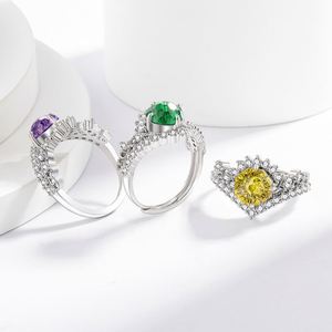 Anillos De Bodas <b>Crown</b> Band Wedding Bling Blue Red Sparkling Purple Zircon Stone <b>Ring</b> Engaged Diamond Zircon <b>Ring</b> - Product Image 3