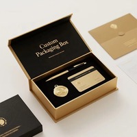 Boîte cadeau magnétique rigide recyclable personnalisée avec emballage en carton PR noir haut de gamme et logo