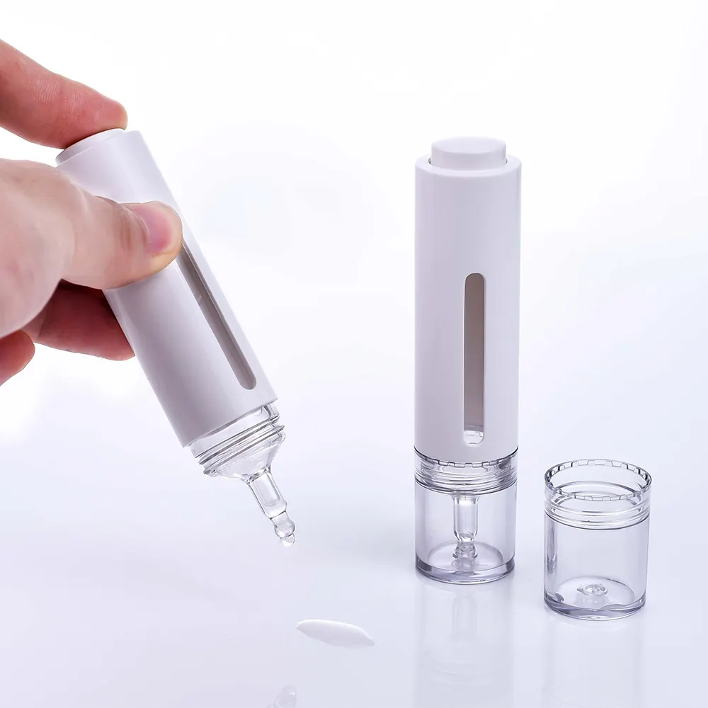 Wholesale 15ml Cosmetic Eye serum Cream Injection Tube Syringe Shaped Airless Bottle