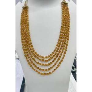 Collier à 5 rangs multicolores avec perles en verre rubis, émeraude, saphir bleu et jaune, prêt à porter - Product Image 3