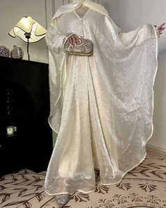 Elegant Women's Wedding Dresses Cream Pearl Beaded Shiny Cape <b>Abaya</b> Modest Flared Maxi Dress for Dubai Muslim <b>Bridal</b> Events - Product Image 1