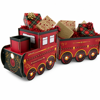 Grands supports cadeaux 3D en forme de train festifs de 74 cm, boîte cadeau robuste en carton pour vitrine de magasin, décoration de Noël