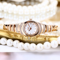 Montre-bracelet Gedi de luxe plaquée or avec strass pour femme, mouvement à quartz, bracelet fin en acier, étanche, bijou de poignet pour femme