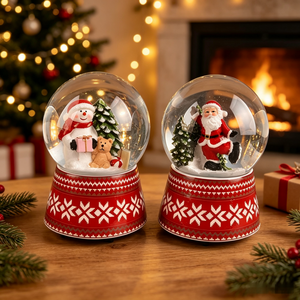 Globo de Nieve Navideño al por Mayor, de Resina, con Santa <span class=keywords><strong>Claus</strong></span> y Muñeco de Nieve, Iluminación LED, Decoración para el Hogar, Regalos Navideños, Diseño Personalizado - Product Image 2