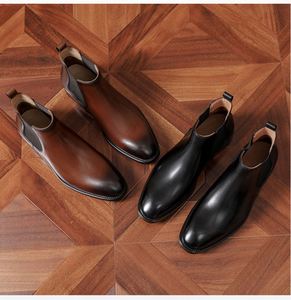 Bottines Chelsea d'hiver pour hommes, chaussures en cuir véritable pour hommes - Product Image 3