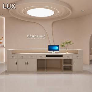 LUX Led <b>Reception</b> <b>Desk</b> Pink <b>Salon</b> <b>Reception</b> <b>Desk</b> White Cash Counter Boutique Clothing Store Checkout Counter - Product Image 1