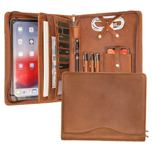 Genuine Leather Portfolio <strong>Folder</strong> <strong>File</strong> Document Organizer <strong>Zip</strong> <strong>Lock</strong> <strong>File</strong> <strong>Holder</strong> China Fashion Portfolio <strong>Folder</strong> - Product Image 1