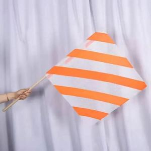 Factory Direct Sale Custom Size <b>Material</b> Orange <b>Red</b> Traffic Hand Safety Flag for Tarffic - Product Image 2