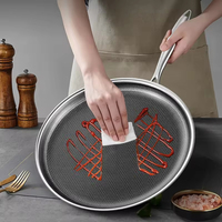 4Pcs Wajan Penggorengan Anti Lengket Tanpa Lapisan Bahan Stainless Steel Triply Tebal, Cocok untuk Kompor Gas dan Induksi, Panci Dasar Datar Universal