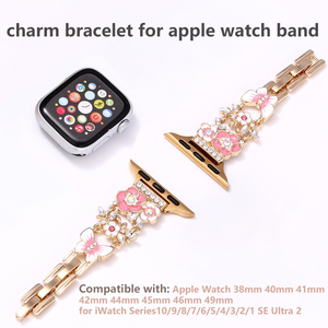 Reemplazo de correa de <span class=keywords><strong>reloj</strong></span> <span class=keywords><strong>inteligente</strong></span> de acero inoxidable para niña flor para Apple Watch 40/41/42/44/45/46/49mm IWatch 10 8 7 6 5 4 regalo - Product Image 3