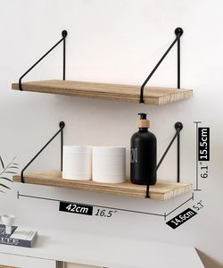 Gỗ và kim loại nổi Kệ Set, Tường Tổ chức bằng gỗ Kệ tường cho phòng ngủ & phòng khách trang trí nội thất - Product Image 3