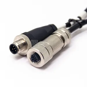 Kabel LED konektor M12 4pin 5pin 8pin M8 perempuan laki-laki tahan air IP67 A B D Kode Panel PCB dipasang ke kawat