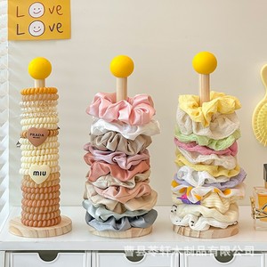 Support de rangement en bois pour chouchous, élastiques, bandeaux et pinces à cheveux, présentoir d'accessoires capillaires de haute qualité - Product Image 1