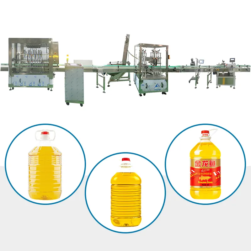 調理油用の新しい5000ML植物油8ヘッド充填グランドリングコーディングおよびラベリングライン