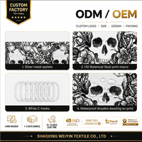 Rideau de douche classique en polyester à motif floral numérique personnalisable avec crâne d'Halloween, 12 crochets, marque Weiyin, directement de l'usine