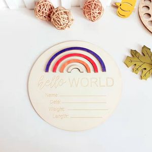 Decoración de fondo de foto de bebé HELLO WORLD crecimiento hito tablero de madera bienvenida de bebé cartel de madera RECUERDO DE NACIMIENTO recién nacido - Product Image 3