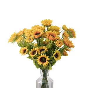 Cheap Artificial Sunflower Stem Wedding Bridal Bouquet Floral Arrangements