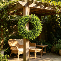 Guirlande de verdure artificielle de haute qualité style ferme pour porte d'entrée, porche, mur, patio, jardin, maison, mariage, Pâques, décoration florale