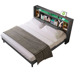 <span class=keywords><strong>Lit</strong></span> moderne réglable avec espace de rangement, tête de <span class=keywords><strong>lit</strong></span> avec chargeur USB et éclairage LED, cadre <span class=keywords><strong>en</strong></span> <span class=keywords><strong>bois</strong></span> <span class=keywords><strong>160</strong></span>*200 cm - Product Image 3