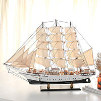 Haute qualité 80cm nautique méditerranéen maison bureau décor bois Sculpture artisanat en bois voilier voile bateau bateau modèle Kits