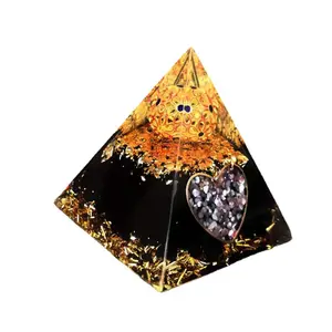 High quality 6cm handmade crystal pyramid heart shape patch crystal orgonite pyramid