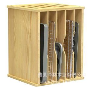 Solid Wood Kitchen Six Tier <b>Storage</b> Rack For <b>Baking</b> <b>Trays</b> And Cutting Boards Multifunctional Standing Organizer - Product Image 5