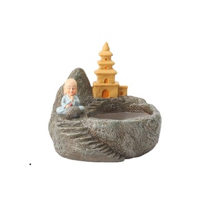 ROOGO miniatur pedesaan Zen Garden Planter sukulen, kaktus, Bonsai, pot ramuan dengan patung hadiah penghangat rumah - Product Image 1