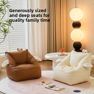 Sofá Infantil Tipo Puff con Tapicería de Cuero PU, Diseño Moderno Minimalista, Asiento Reclinable para Bebés, Rincón de Lectura - Product Image 4