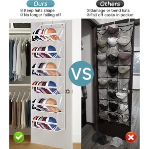 Clear Over the Door <b>Hat</b> Rack PVC Organizer for Baseball Caps Wall Mount Storage <b>Holder</b> White - Product Image 2