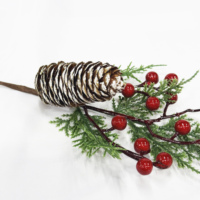 Kunstmatige rode besjes dennenappel takken groothandel bloemen voor thuis kerstdecoratie bruiloft decoratie & bloemstukken