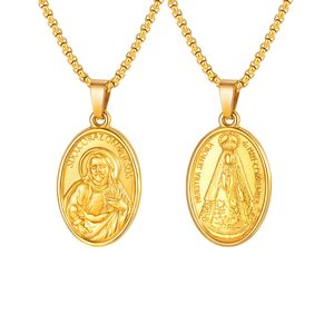 จี้พระแม่พระเยซูแบบวินเทจ ทำจากสแตนเลสชุบทอง สำหรับผู้ชายและผู้หญิง - Product Image 6