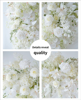 Arco Floral Blanco Estilo Europeo para Bodas, Arreglo de Flores de Seda para Escenario de Boda, Fondo de Bienvenida con Panel KT y Decoraciones para Ceremonia