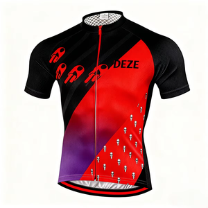 Maillot de Ciclismo DEZE, Diseño Degradado con Bloques de Color y Estampado de Gotas de Agua, Secado Rápido, Absorción de Humedad, Corte Ajustado Premium, para Ciclismo de Carretera - Product Image 2