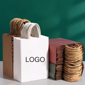 Top-ranking product wholesale custom logo eco friendly brown fast food take away kraft paper bag recycled grocery Gift Craft
